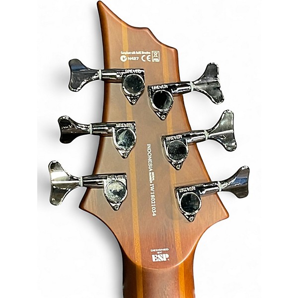 Used ESP LTD D6 6 String Brown Electric Bass Guitar