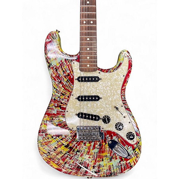 Used Fender Splattercaster Stratocaster Red Splatter Solid