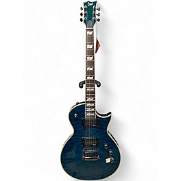 Used ESP LTD EC-401QMV SEE THROUGH AQUA QUILT Solid Body Electric Guitar