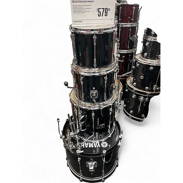 Used Yamaha 4 Piece Stage Custom Raven Black Drum Kit