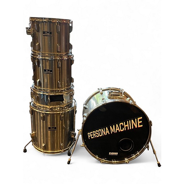 Used Pearl 5 Piece Export Chrome Silver Drum Kit