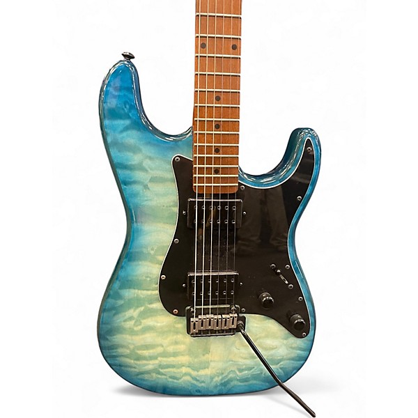 Used Schecter Guitar Research Traditional Pro Trans Blue Solid Body Electric Guitar