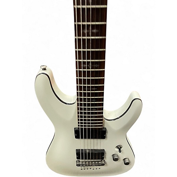 Used Schecter Guitar Research Demon 7 String white Solid Body Electric Guitar