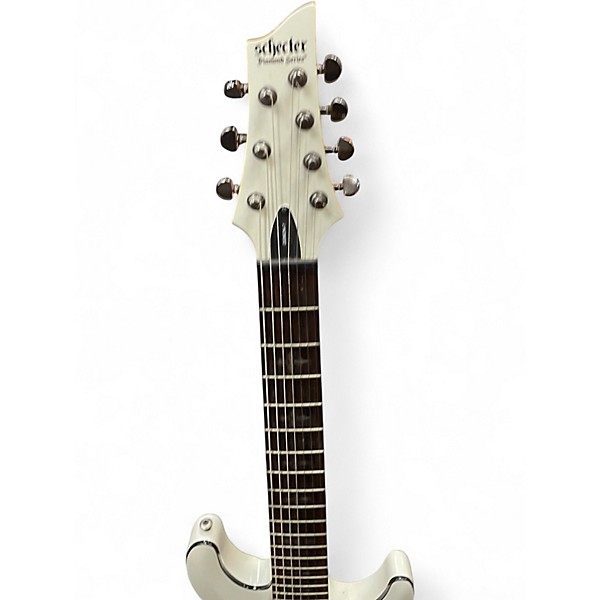 Used Schecter Guitar Research Demon 7 String white Solid Body Electric Guitar