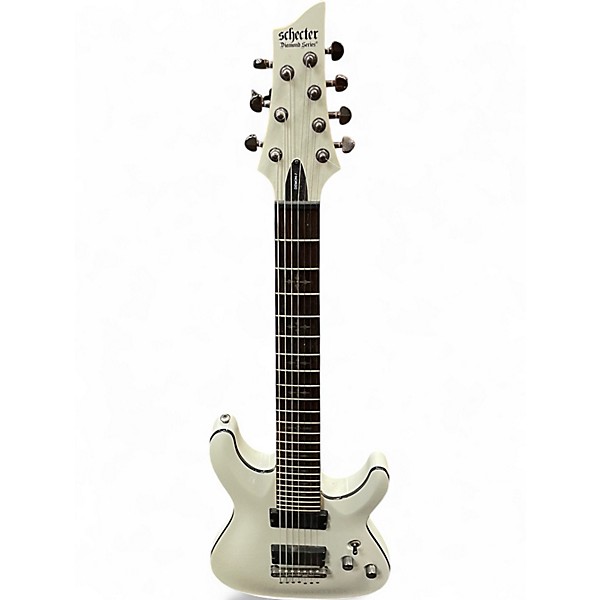 Used Schecter Guitar Research Demon 7 String white Solid Body Electric Guitar