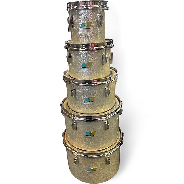 Vintage 1970s Ludwig 9 Piece Octoplus Gray Sparkle Drum Kit