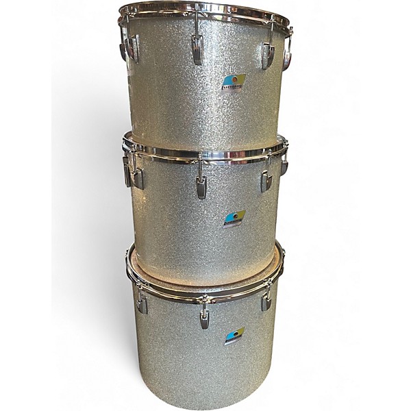 Vintage 1970s Ludwig 9 Piece Octoplus Gray Sparkle Drum Kit