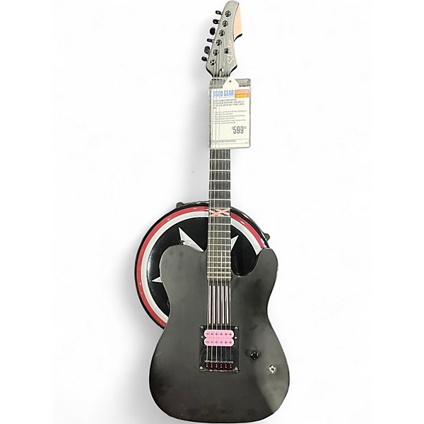 Used Schecter Guitar Research Machine Gun Kelly PT Black With Hot Pink Lines Solid Body Electric Guitar