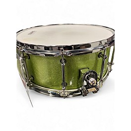 Used ddrum 14in Dios Series Maple Snare Green Sparkle Drum