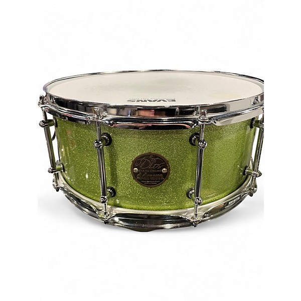 Used ddrum 14in Dios Series Maple Snare Green Sparkle Drum