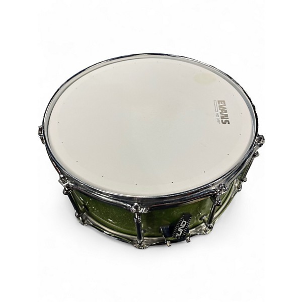 Used ddrum 14in Dios Series Maple Snare Green Sparkle Drum