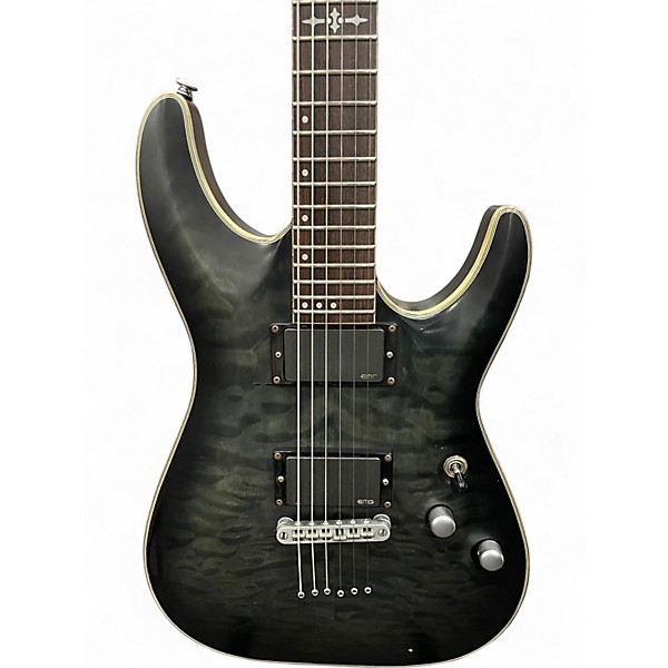 Used Schecter Guitar Research C1 Platinum Trans Black Solid Body Electric Guitar