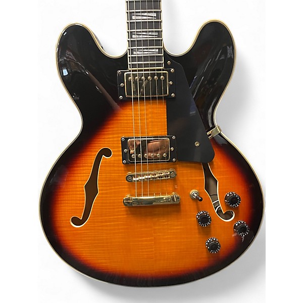 Used Ventura v32 335 Vintage Sunburst Hollow Body Electric Guitar