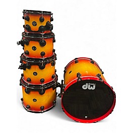 Used DW 5 Piece Collector's All Maple Cherry Yellow Burst Drum Kit