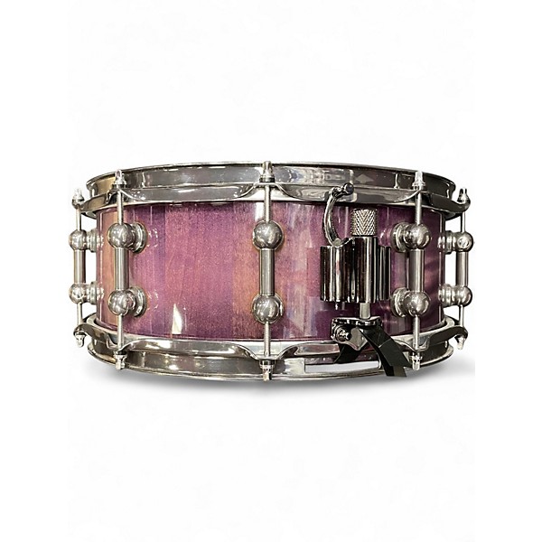 Used Custom Built 5.5X14 CCW Solid Stave Maple Shell Trans Purple Drum