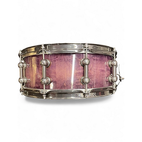 Used Custom Built 5.5X14 CCW Solid Stave Maple Shell Trans Purple Drum