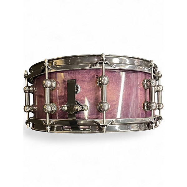 Used Custom Built 5.5X14 CCW Solid Stave Maple Shell Trans Purple Drum