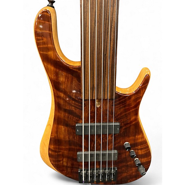 Used Prat 6 String Fretless Natural Electric Bass Guitar