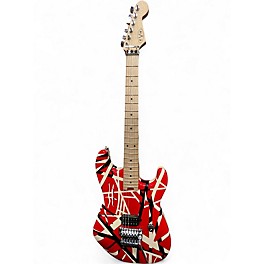 Used EVH Striped Series Red with Black and White Stripes Solid Body Electric Guitar