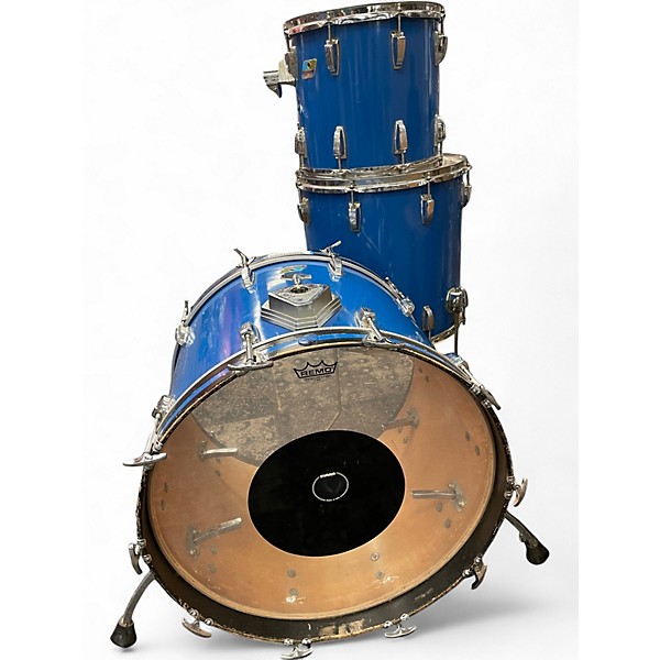 Vintage 1970s Ludwig 3 Piece Classic Maple Royal Blue Drum Kit