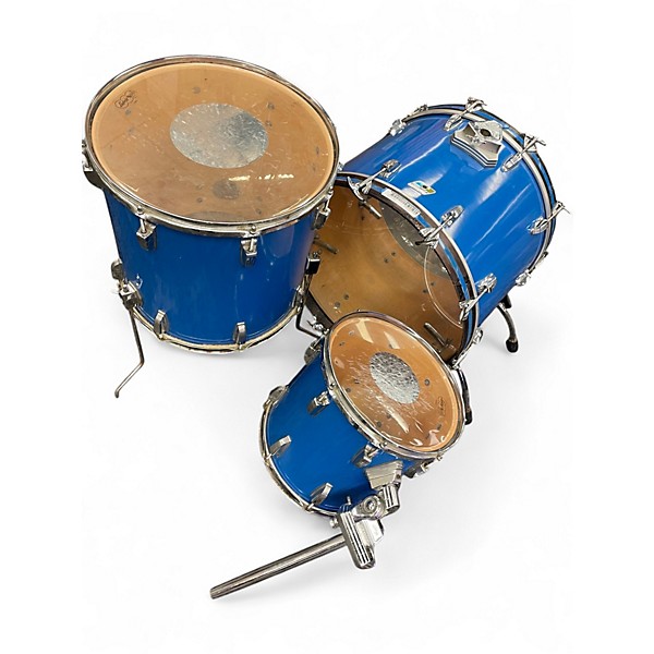 Vintage 1970s Ludwig 3 Piece Classic Maple Royal Blue Drum Kit