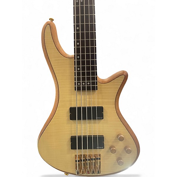 Used Schecter Guitar Research Stiletto Custom 5 String Natural Electric Bass Guitar