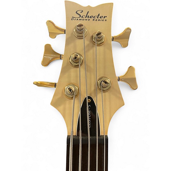 Used Schecter Guitar Research Stiletto Custom 5 String Natural Electric Bass Guitar