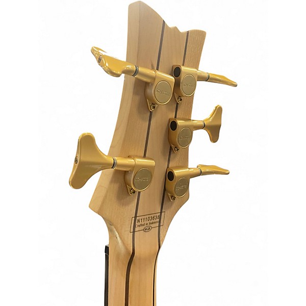Used Schecter Guitar Research Stiletto Custom 5 String Natural Electric Bass Guitar