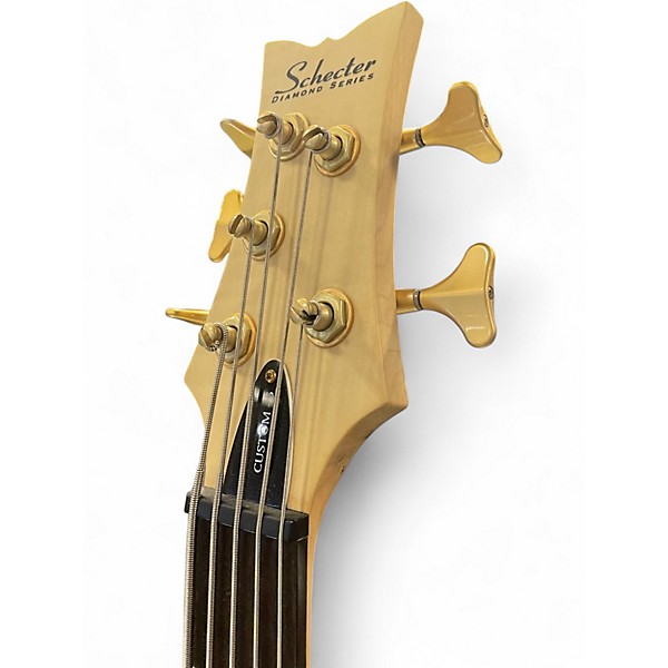 Used Schecter Guitar Research Stiletto Custom 5 String Natural Electric Bass Guitar