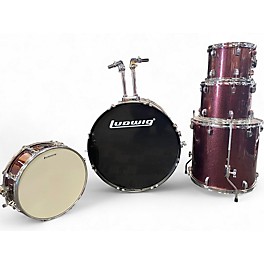 Used Ludwig 5 Piece BackBeat Metallic Red Drum Kit
