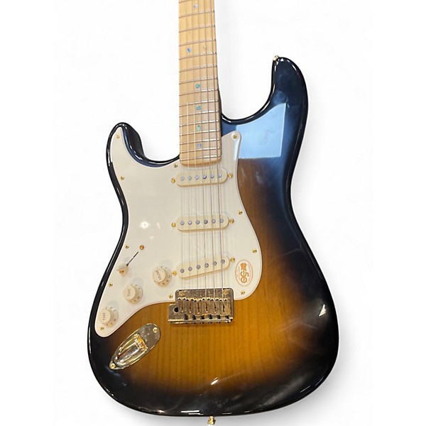 Used Fender 50th Anniversary strat Left Handed 2 Tone Sunburst Solid Body Electric Guitar