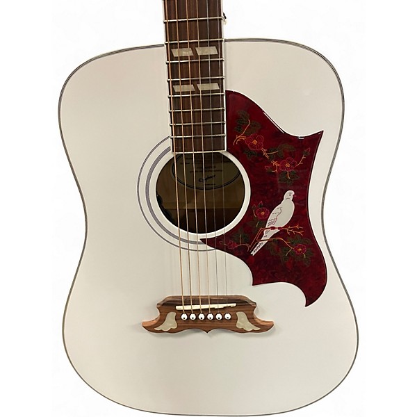 Used Epiphone Dove Pro WHITE Acoustic Electric Guitar WHITE
