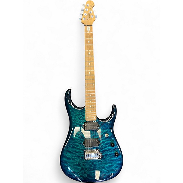 Used Sterling by Music Man JP150 JOHN PETRUCCI TRANS AQUA Solid Body Electric Guitar