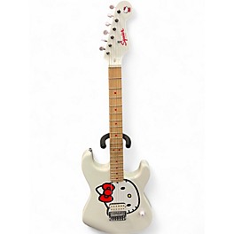 Used Squier Hello Kitty Stratocaster SSS WHITE Solid Body Electric Guitar