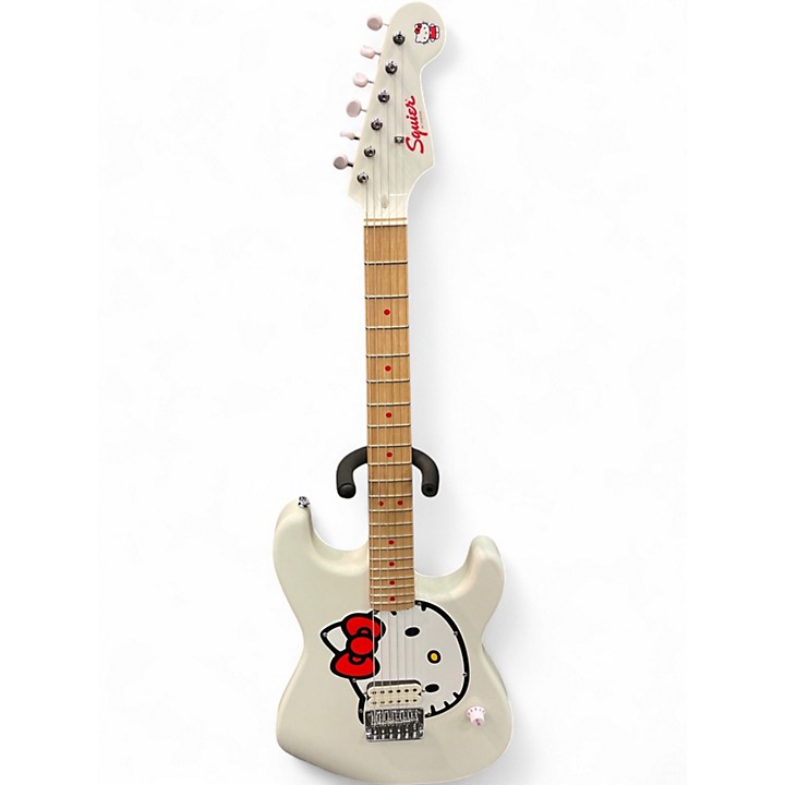 Used Squier Hello Kitty Stratocaster SSS WHITE Solid Body