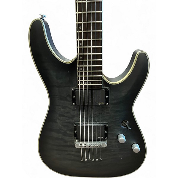Used Schecter Guitar Research C1 Platinum Translucent Black Solid Body Electric Guitar