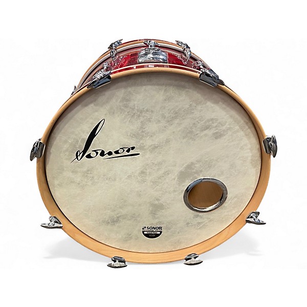Used SONOR 4 Piece VINTAGE SERIES  RED oyster Drum Kit