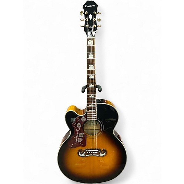 Used Epiphone j200ec 2 Tone Sunburst Acoustic Guitar