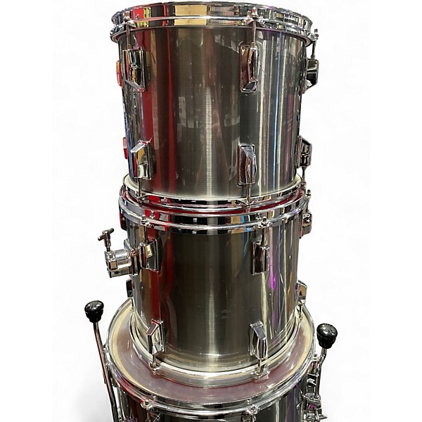 Used Pearl 5 Piece Export Metallic Silver Drum Kit