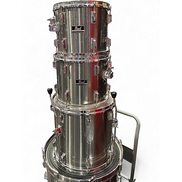 Used Pearl 5 Piece Export Metallic Silver Drum Kit