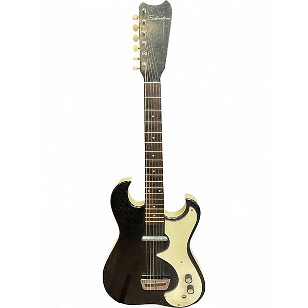 Vintage 1960s Silvertone 1458 guitar and case amp Black Solid Body Electric Guitar