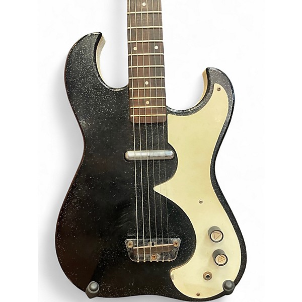 Vintage 1960s Silvertone 1458 guitar and case amp Black Solid Body Electric Guitar