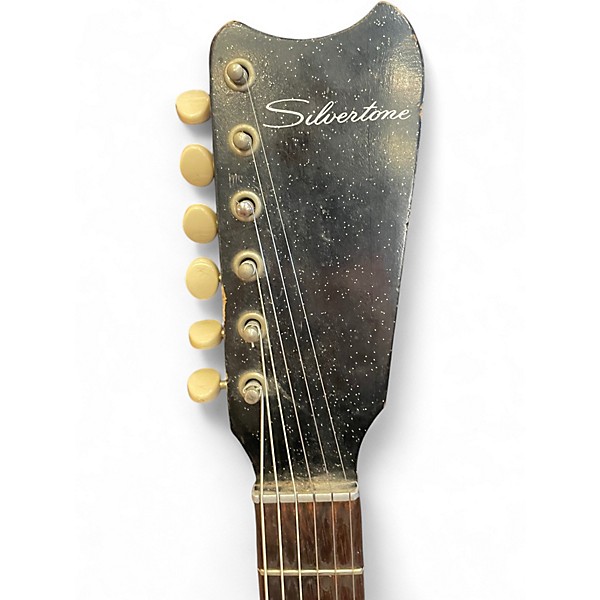 Vintage 1960s Silvertone 1458 guitar and case amp Black Solid Body Electric Guitar