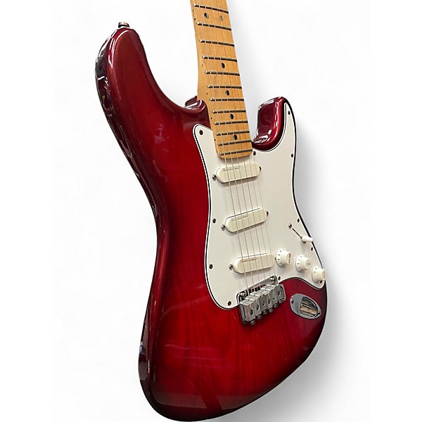 Used Fender American Deluxe Stratocaster Plus Trans Red Solid Body Electric Guitar