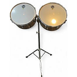 Used Ludwig copper timbale set with stand 13in and 14in Timbales