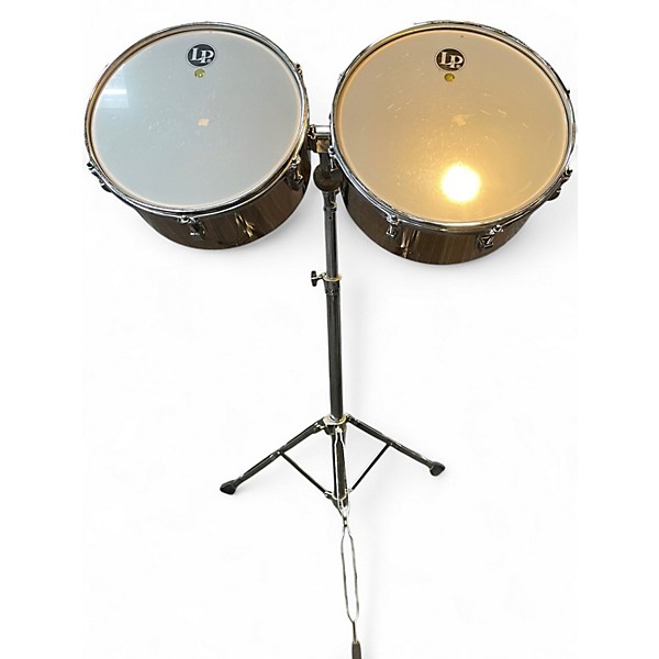 Used Ludwig copper timbale set with stand 13in and 14in Timbales