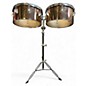 Used Ludwig copper timbale set with stand 13in and 14in Timbales
