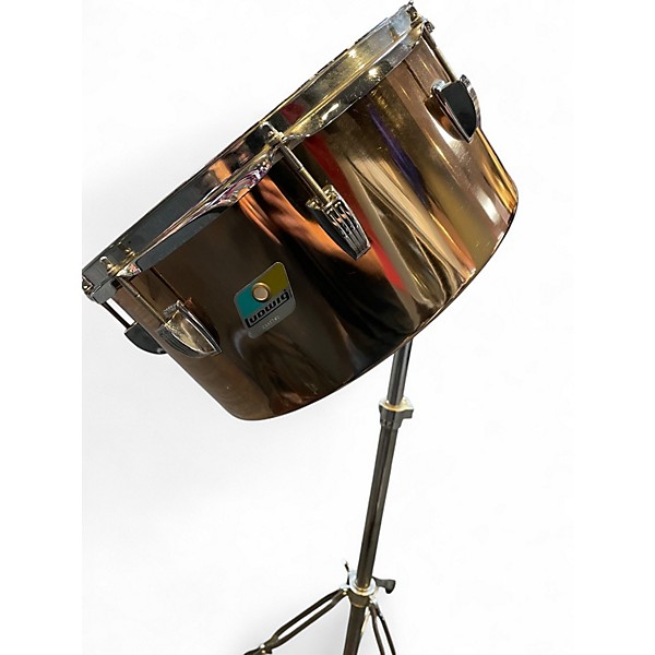 Used Ludwig copper timbale set with stand 13in and 14in Timbales