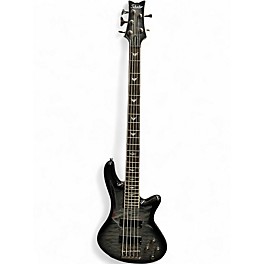 Used Schecter Guitar Research Stiletto Extreme 5 String Quilted Trans Black Electric Bass Guitar