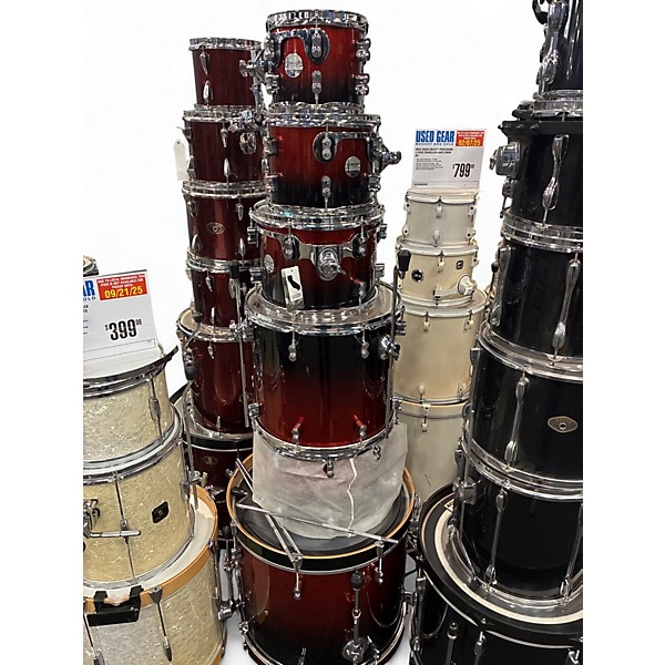 Used PDP by DW 6 Piece Concept Series Red and black Drum Kit
